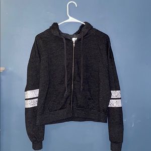 Dark Gray Zip Up with Stripes